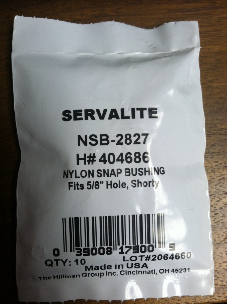 NYLON SNAP BUSHING 5/8" HOLE SHORTY PACK OF 10 BLACK