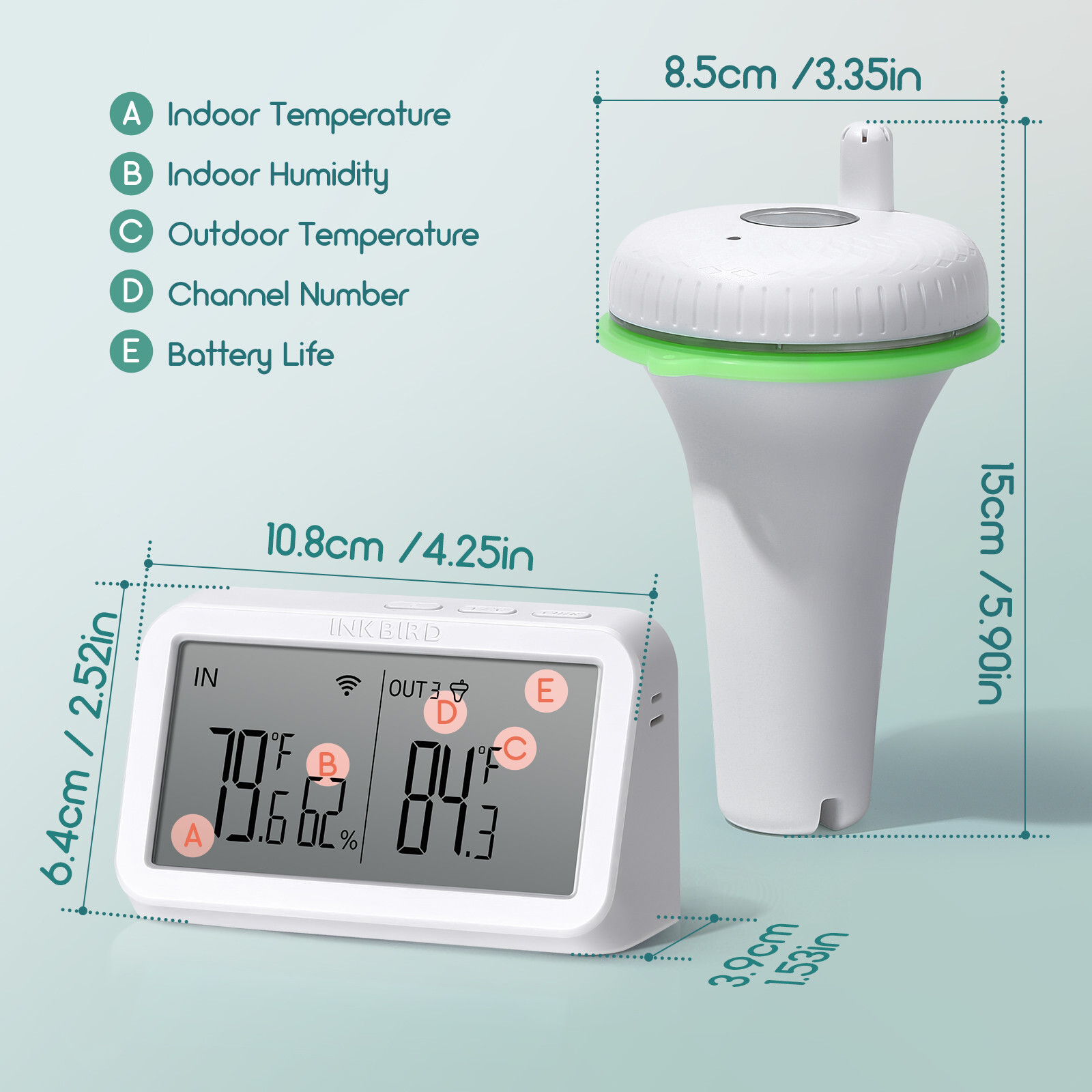 INKBIRD Floating Pool Thermometer Wi-Fi Gateway Combo Wireless App Control Ponds