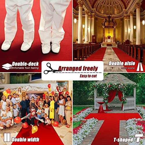 Red Carpet Runner for Party, 2.6X15 ft, 130 GSM Felt Non-Woven Fabric,