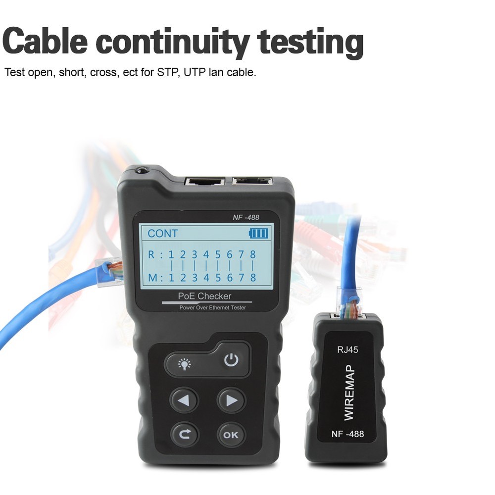 NF-488 POE Tester For Power Over Ethernet Network Cable Continuity Check