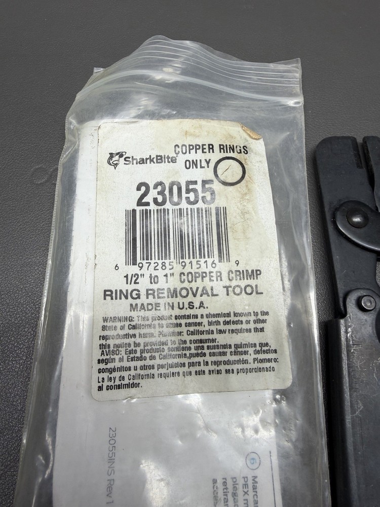 SharkBite Copper Crimp Ring Remover Tool 6" #23055 200 lbs Force Excellent!