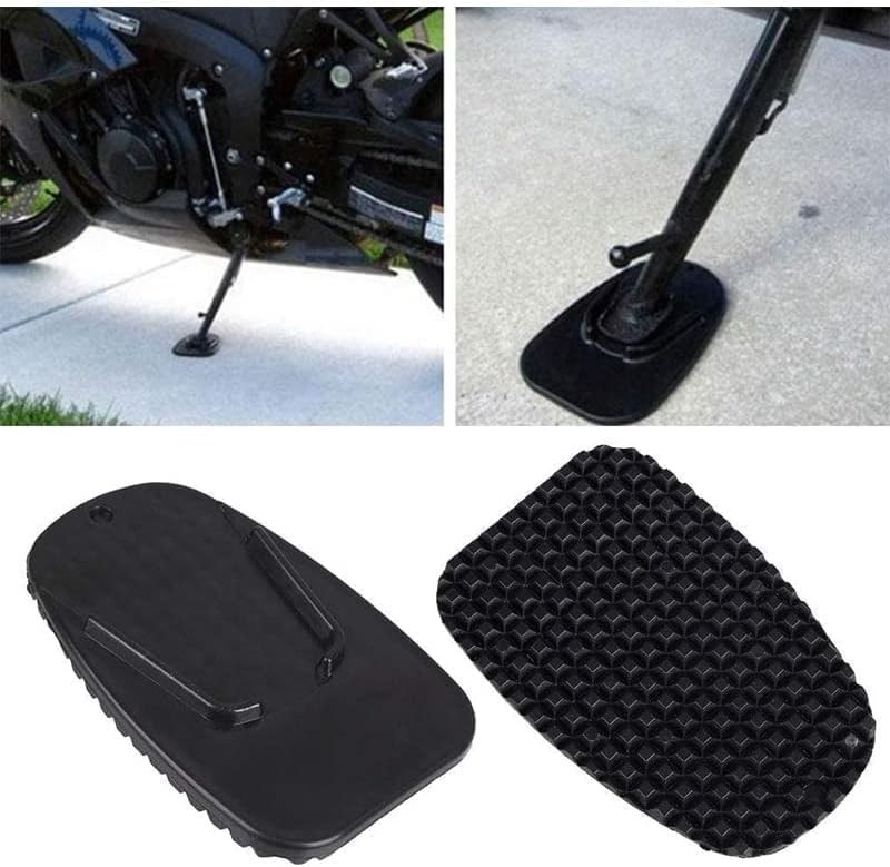 2Pcs Black Motorcycle Side Kickstand Pad - Non-Slip Base Support Plastic Pad