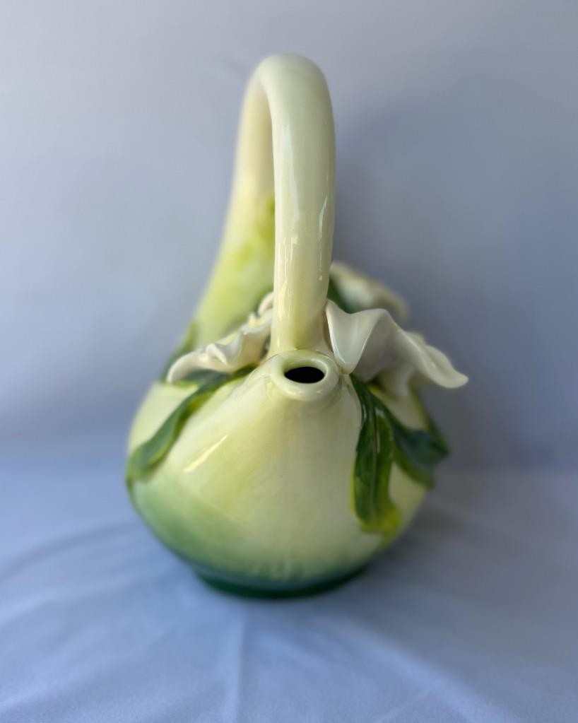 Blue Sky Clayworks Heather Goldminc Magnolia White Green Ceramic Tea Pot New