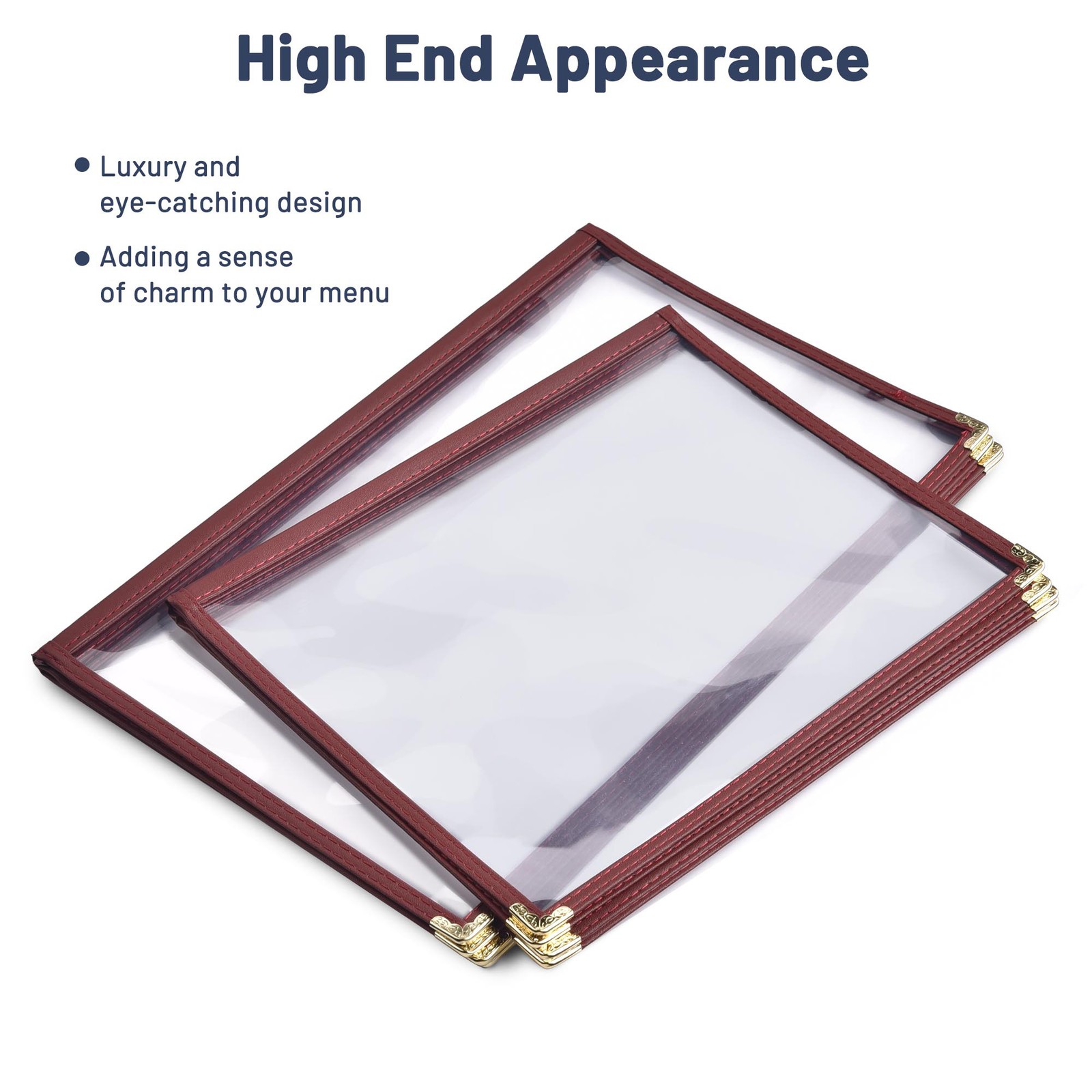 WeChef 30 Pack Menu Covers 8.5 x 11" Book Style 4 Pages 8 Views Restaurant Bar