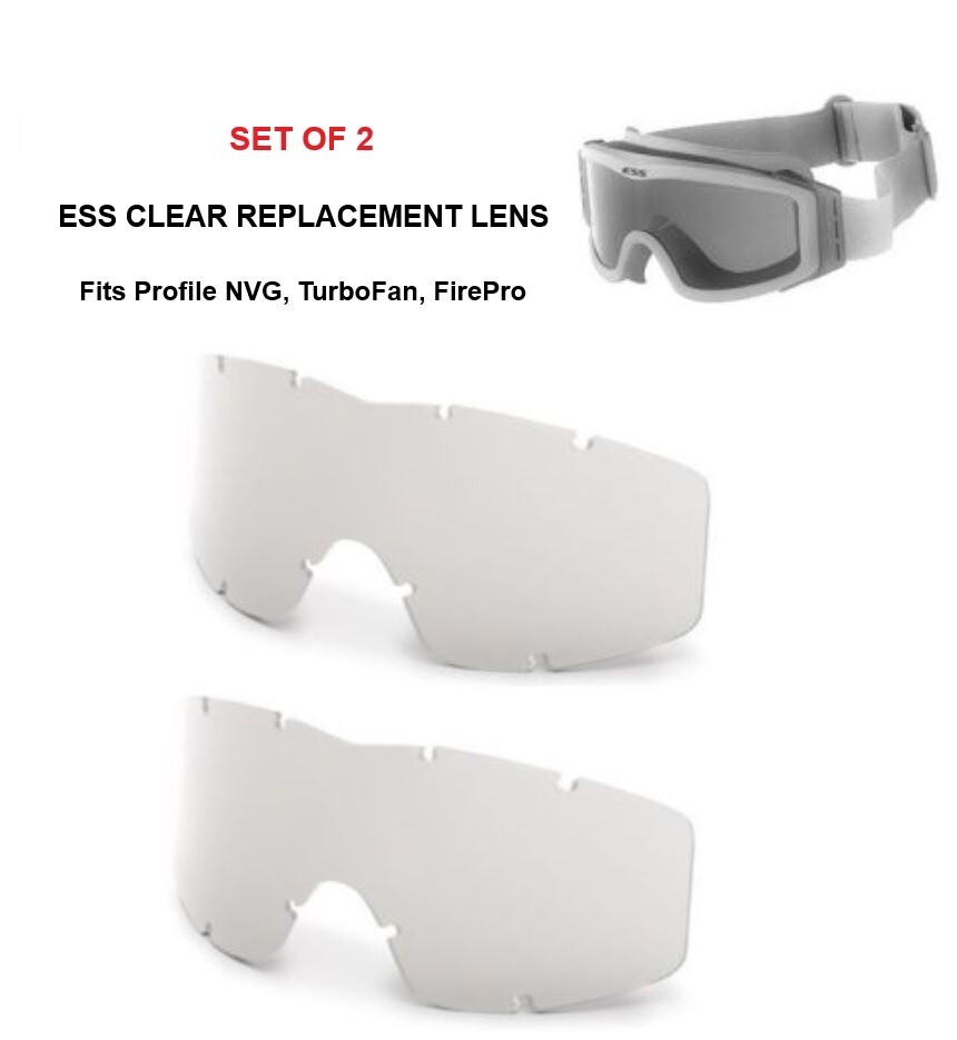 SET OF 2 New ESS Profile NVG Goggle, FirePro, TurboFan Replacement Lens Clear