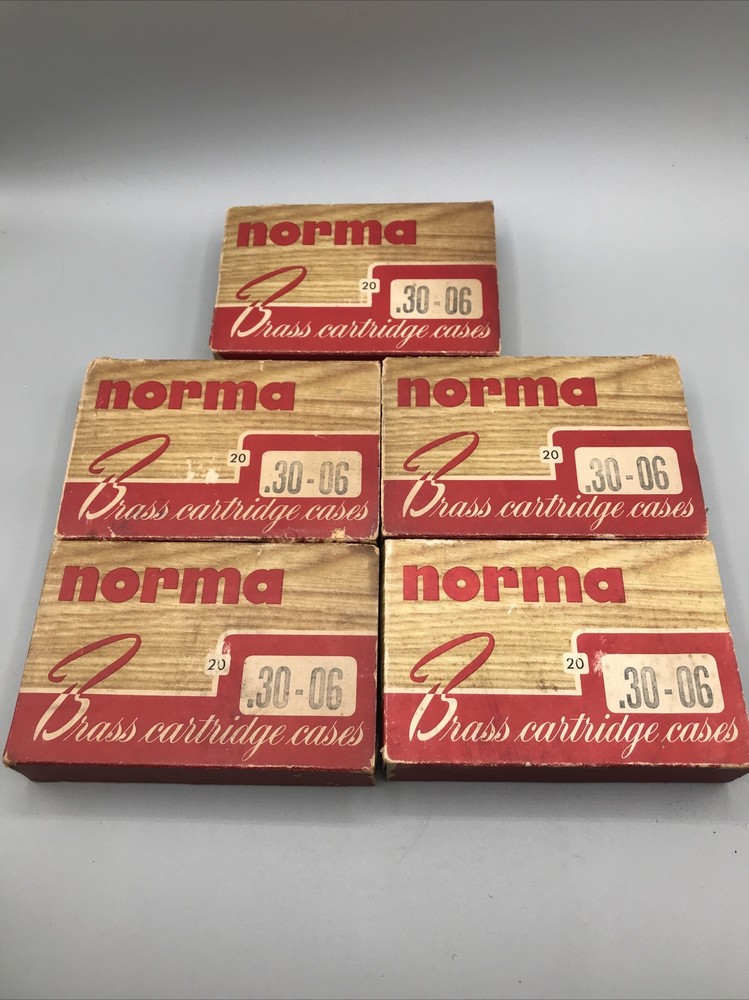5 Boxes Vintage Norma Shell Casing 30-06 Box Dated 1959 Sweden