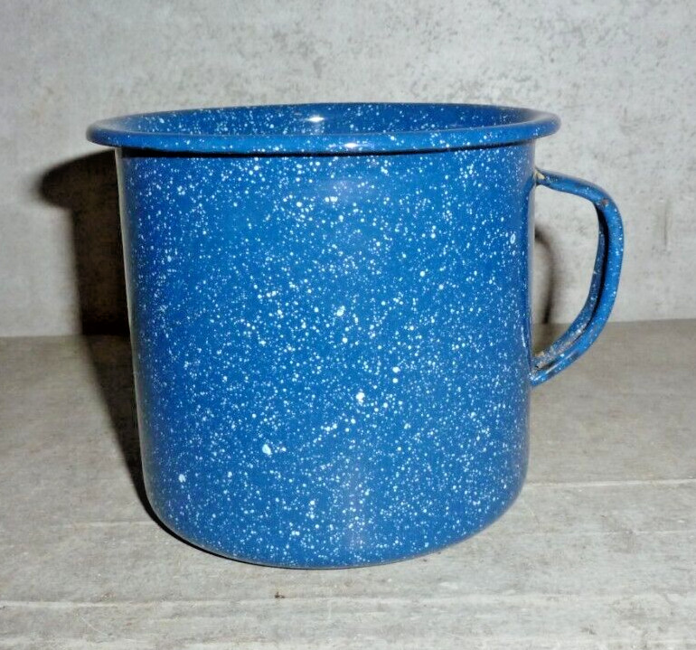 Camping Enamelware Blue & White Speckled Coffee Cup Mug *****