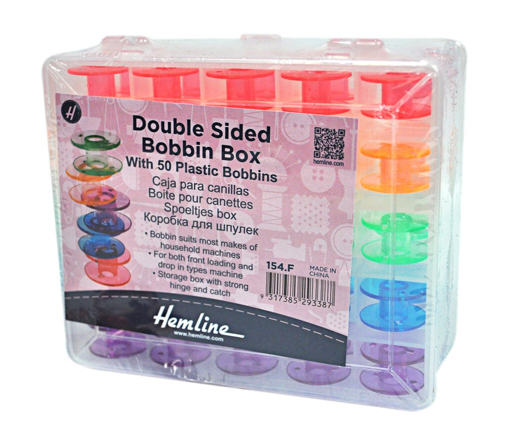 Double Sided Bobbin Box with 50 Rainbow Bobbins
