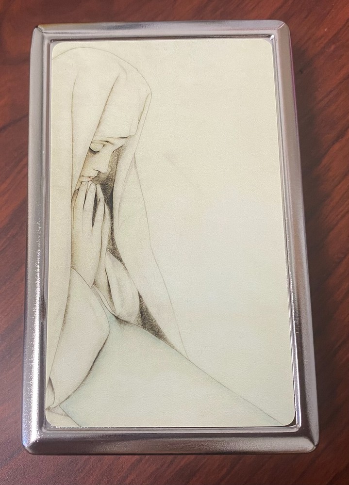Prayer Silver Metal Cigarette Case RFID Protection Wallet