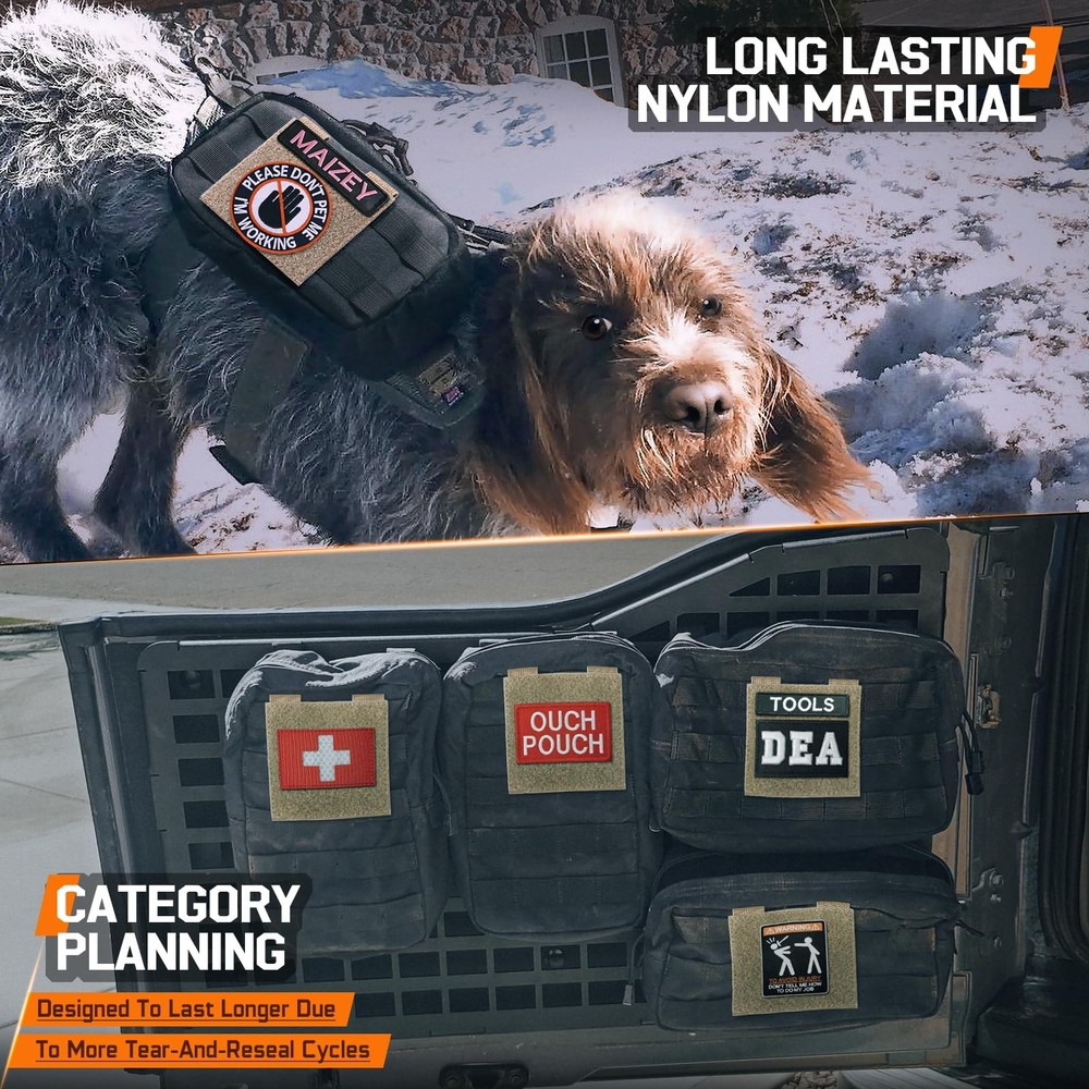 Molle Patch Panel,2/4 Pcs Tactical Hook&Loop Adapter Panel Morale Patch Board...