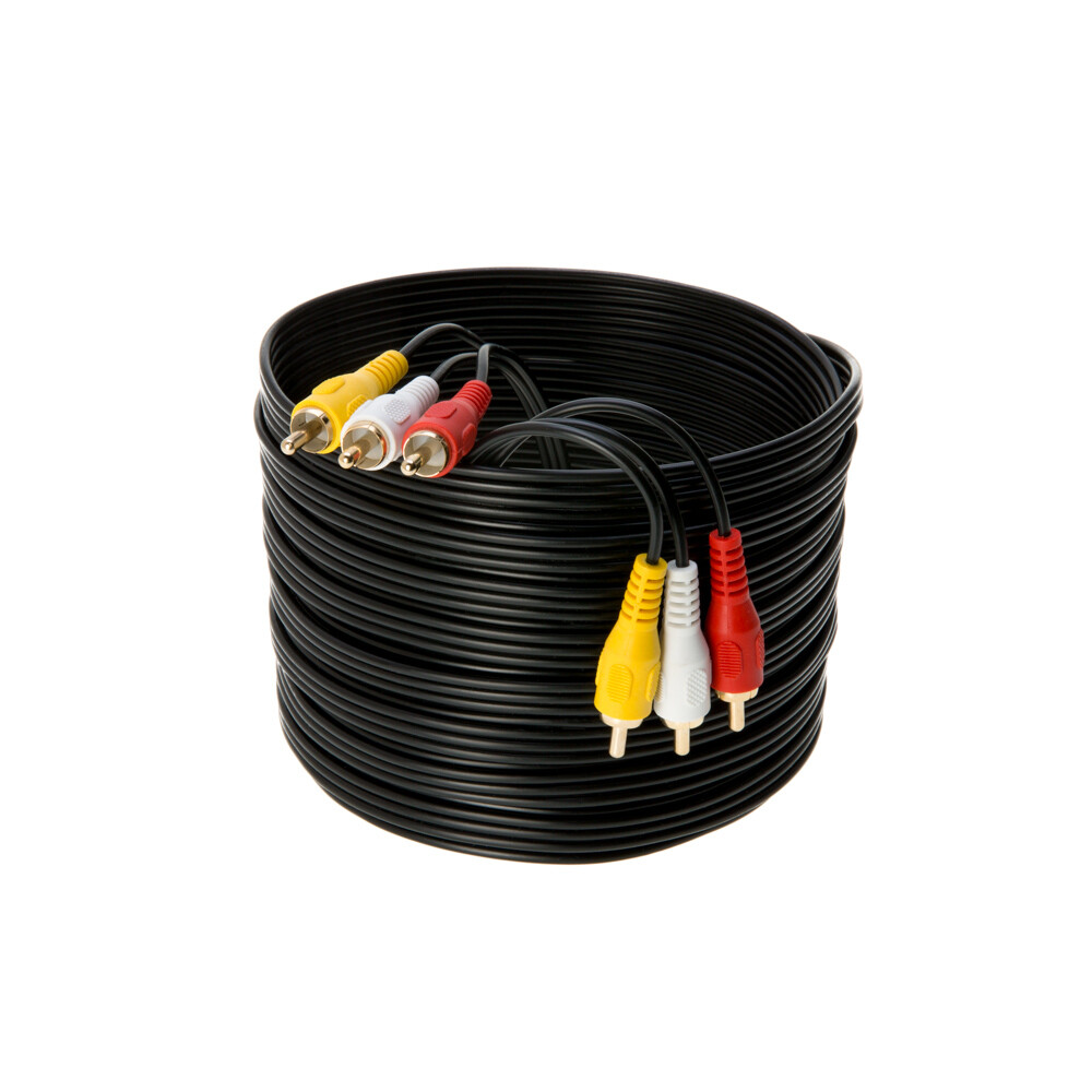 3 RCA Male to 3 RCA Male Audio Video Cable TV VCR DVD Composite Multi-Pack - LOT