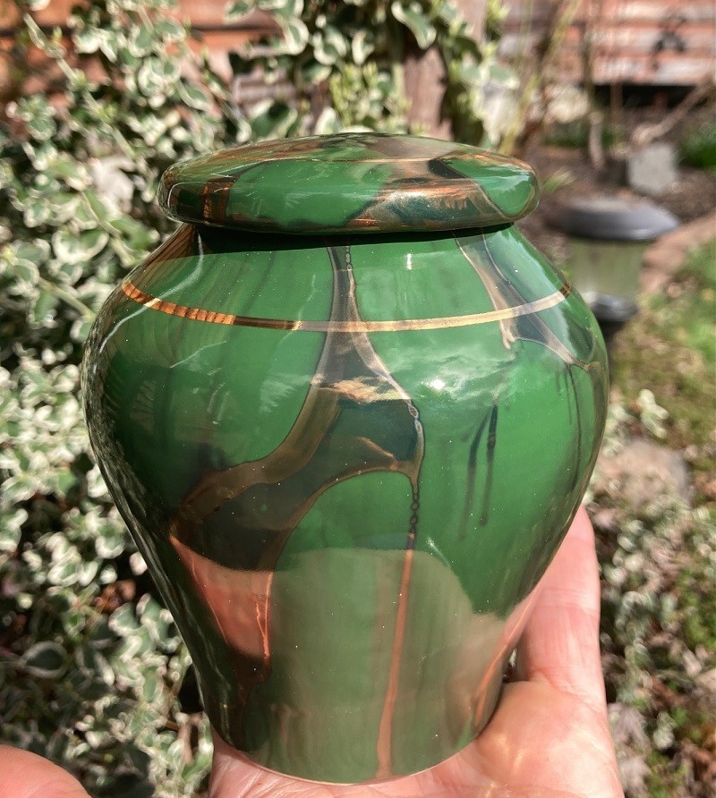Handmade Ceramic Cremation Urn in Ruby Red, small size for pet ashes, 50 ci
