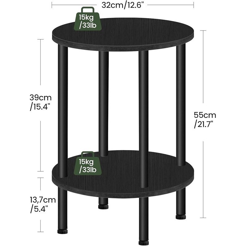 Compact Round End Table W/ Dual Layer Storage Stylish Nightstand Small Spaces US