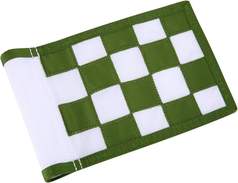 Nylon Golf Putting Green Flags - Solid & Checkered, White-Green