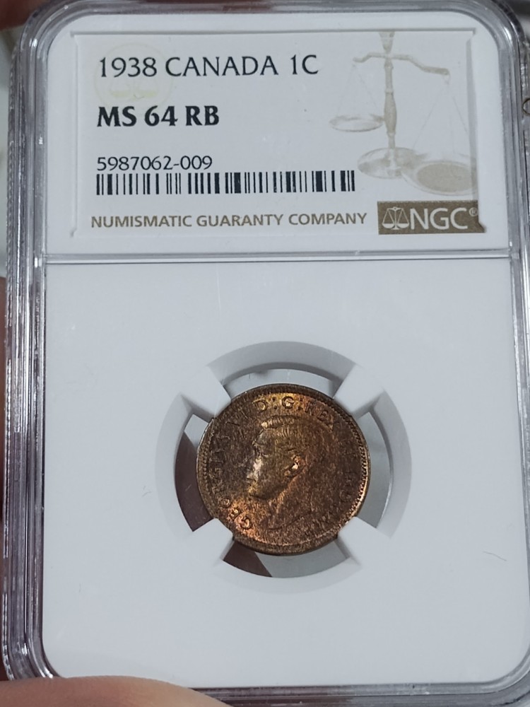 Canada 1938 Cent NGC MS64 Toning