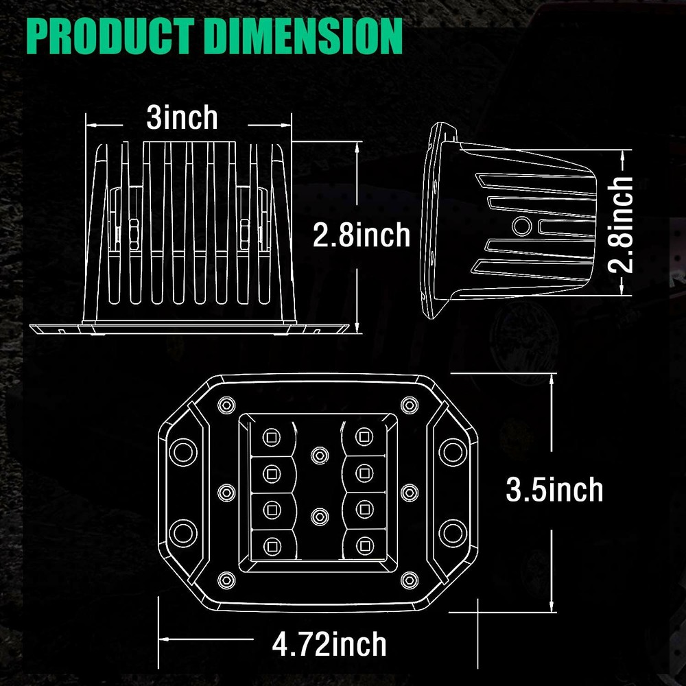 Flush Mount LED Pods 2Pcs 5'' Offroad Driving Light Work Lights LED Light Bar