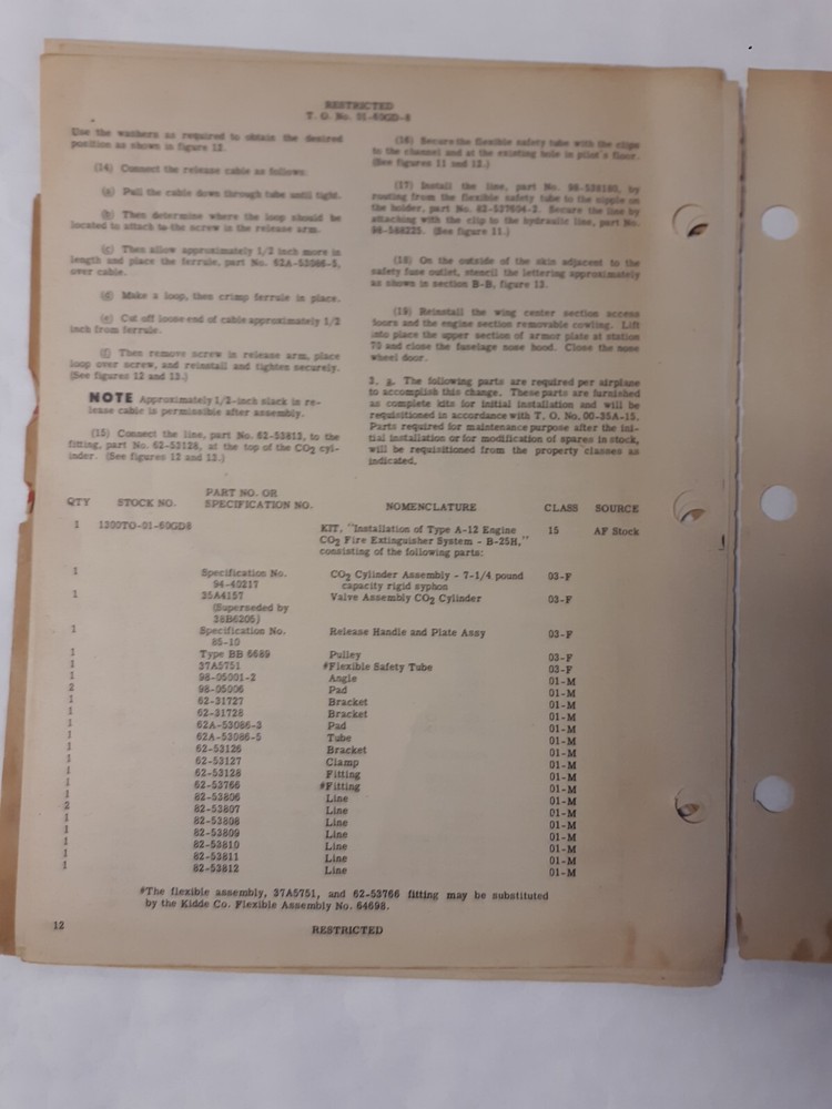 North American Model B-25H Technical Orders Original