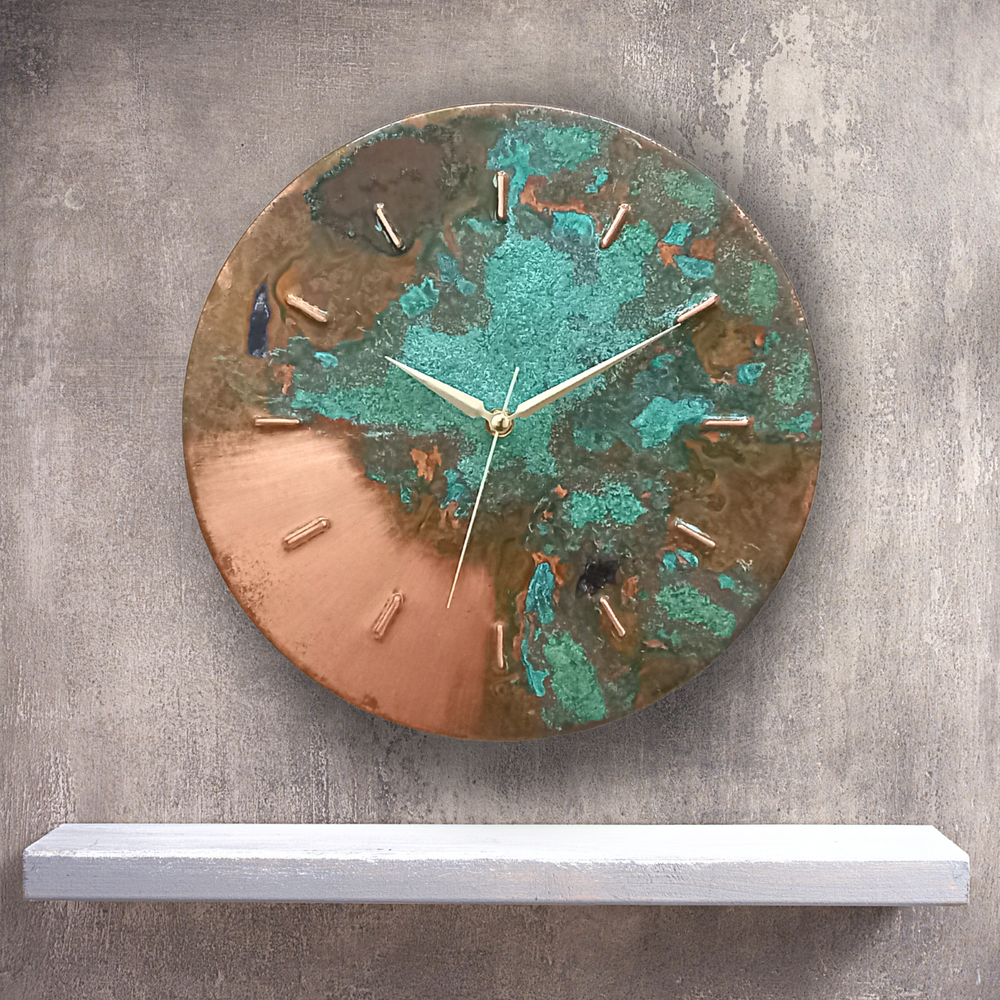 Mid Century Modern Silent Wall Clock, Handmade Original Copper Wall Decor