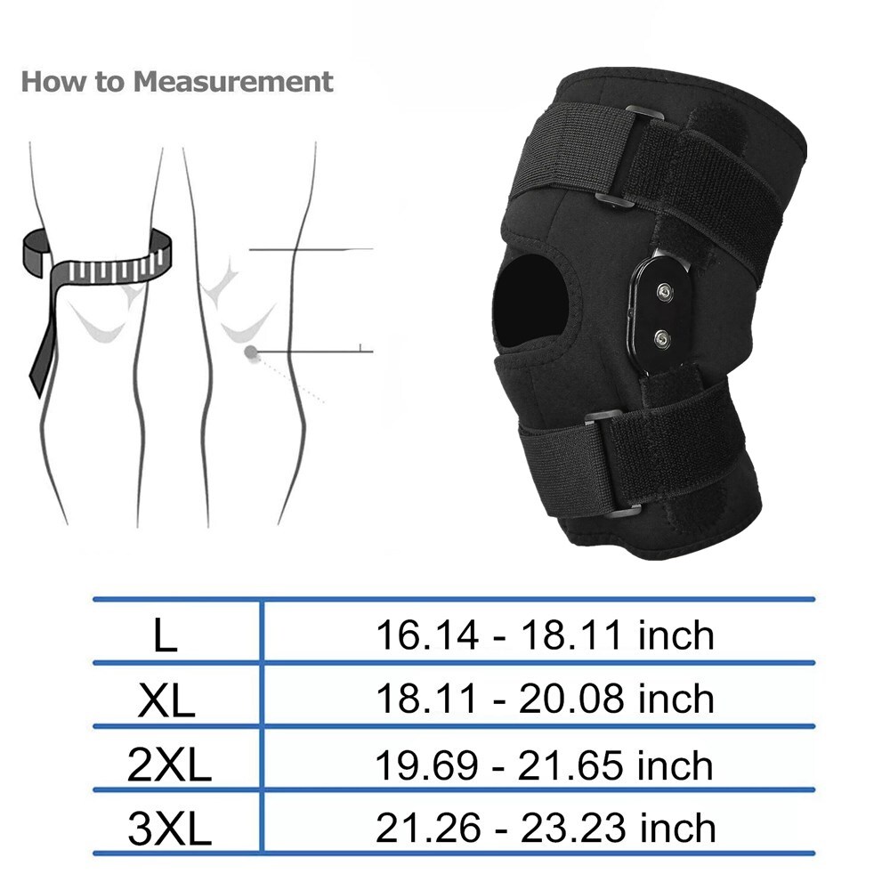 Knee Brace Compression Sleeve Hinged Joint Support Open Patella Stabilizer Wrap