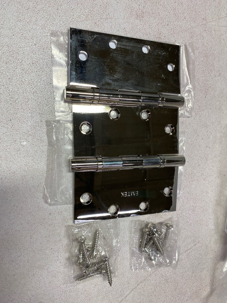 Emtek 96416US14 5"x5" Solid Brass Square Door Hinge Pair, Polished Nickel