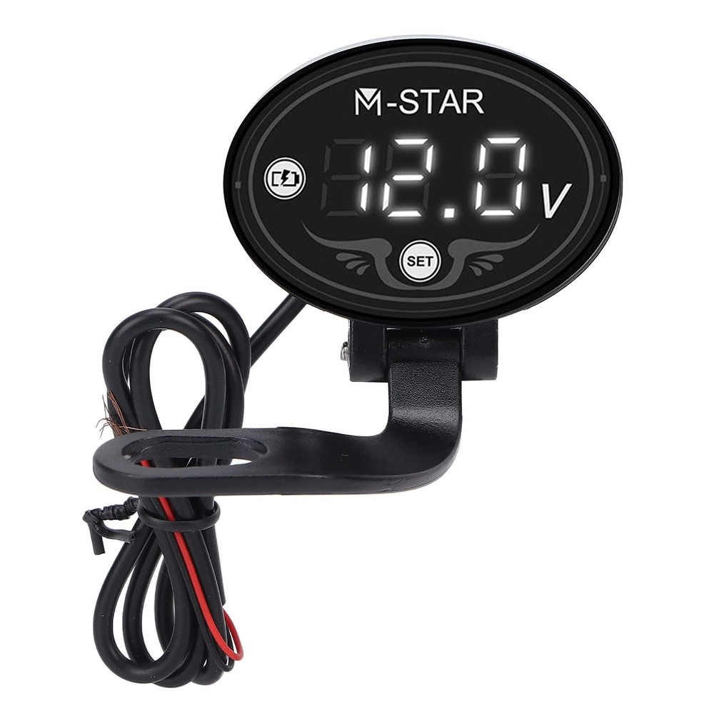 Motorcycle LED Voltmeter, Digital 9‑24V Smart Voltmeter Battery Meter Waterpr...