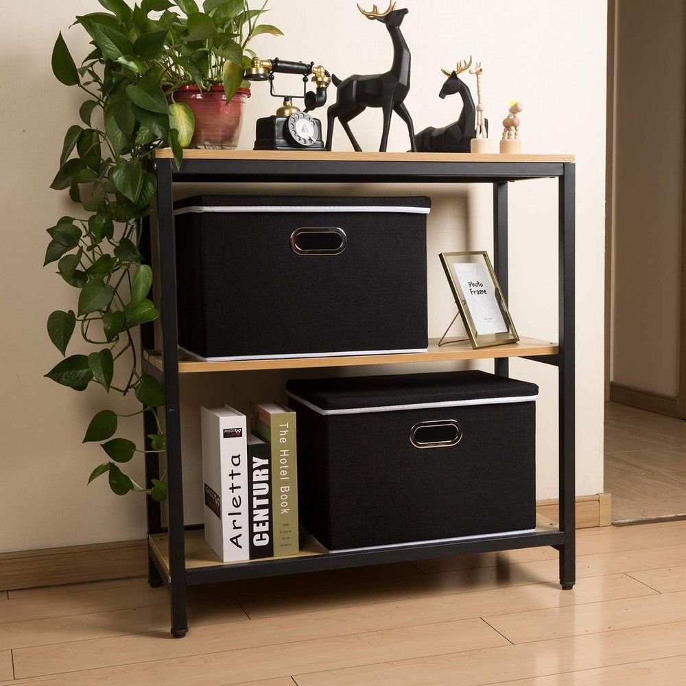 Large Foldable Storage Boxes W/ Lids [3-Pack] Fabric Collapsible Storage Bins
