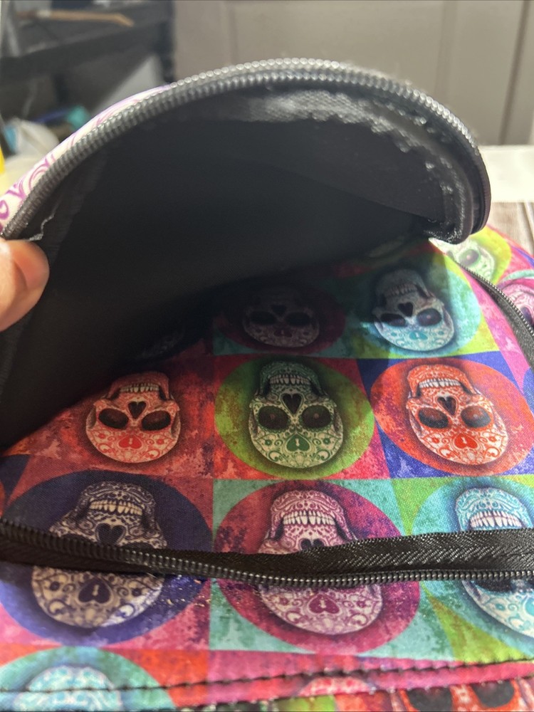 colorful sugar skull lunch bag backpack