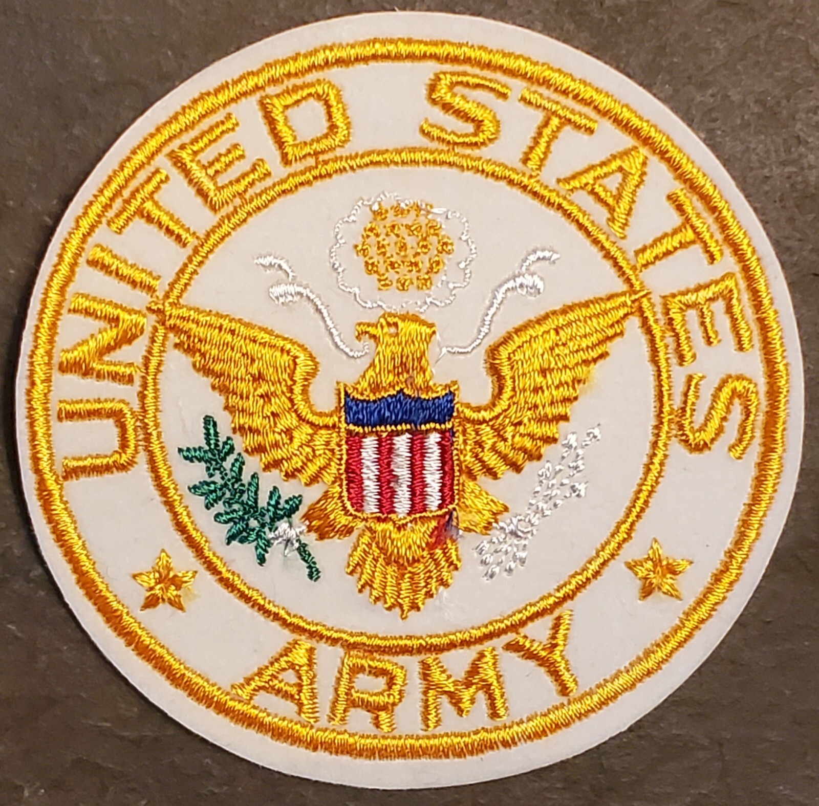 US ARMY "UNITED STATES ARMY" 4" PATCH Logo Sew on  Military Dress Gold & White