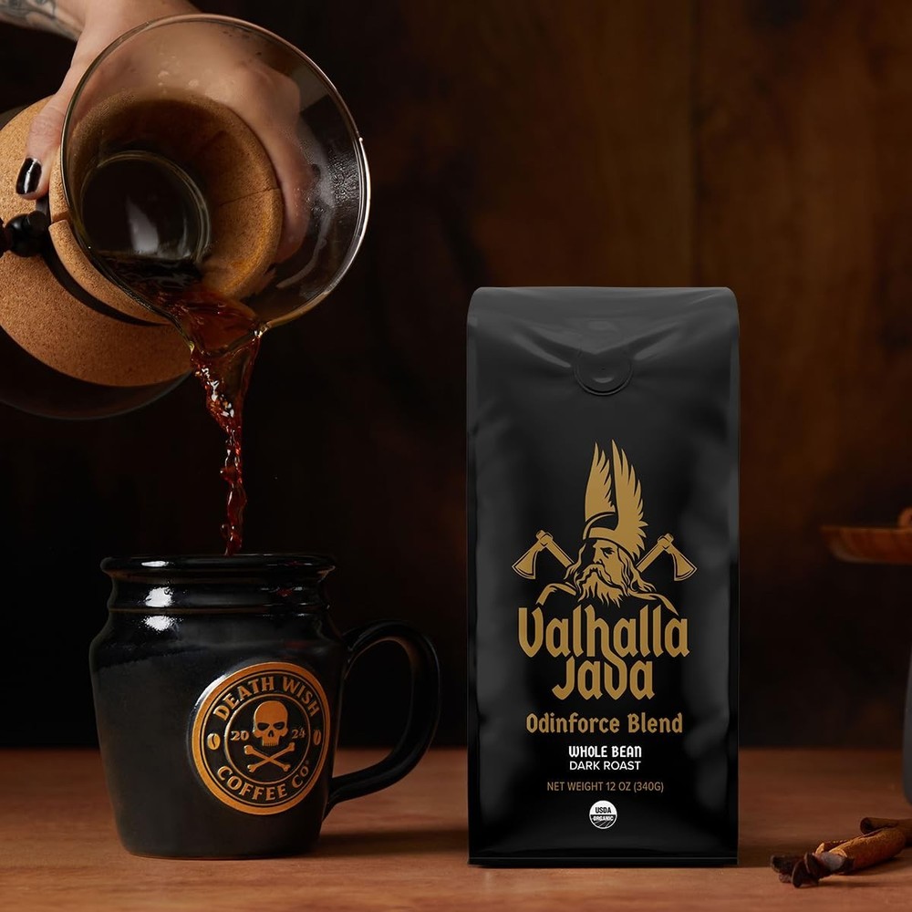 Valhalla Java Odinforce Blend Whole Bean Coffee - Dark Roast with Extra Caffeine