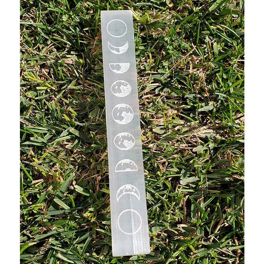 Selenite Moon Phase Wand6- 7" Long