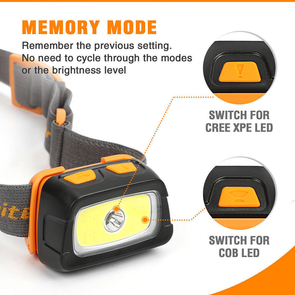 EverBrite LED Headlamp Rechargeable 7 Lighting Modes Red＆Green Light Tail Light