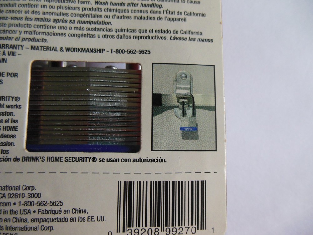 Brinks* High Security * Keyed Padlock* Long Shackle *FREE SHIPPING