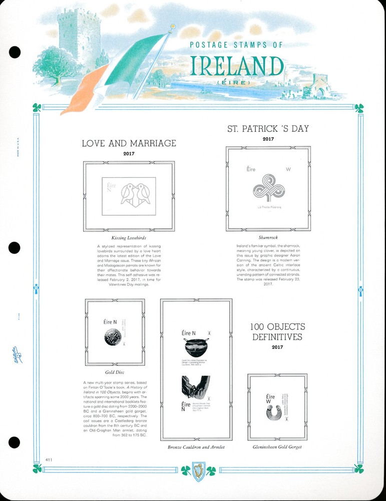 WHITE ACE 2017 Ireland Singles Simplified Stamp Album Supplement IRE-60