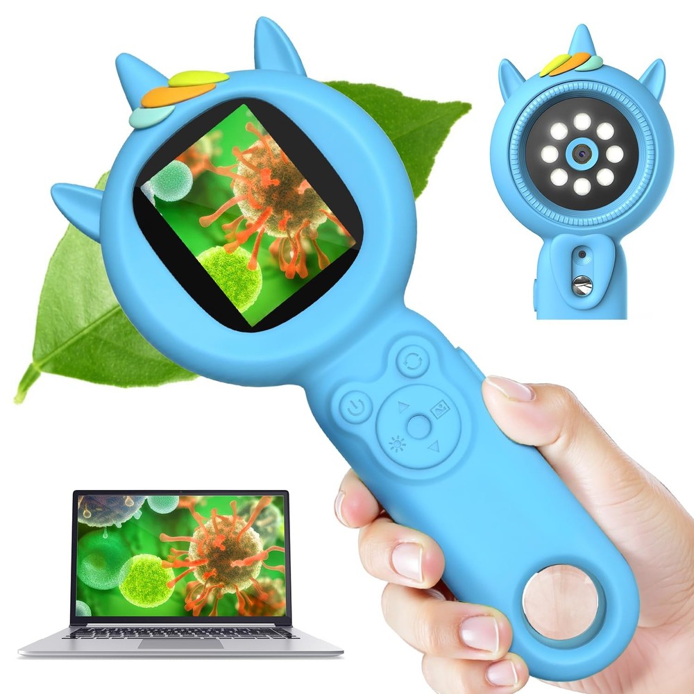 Acoath Microscope for Kids, Auto-Focus Handheld Digital Microscopes with Blue
