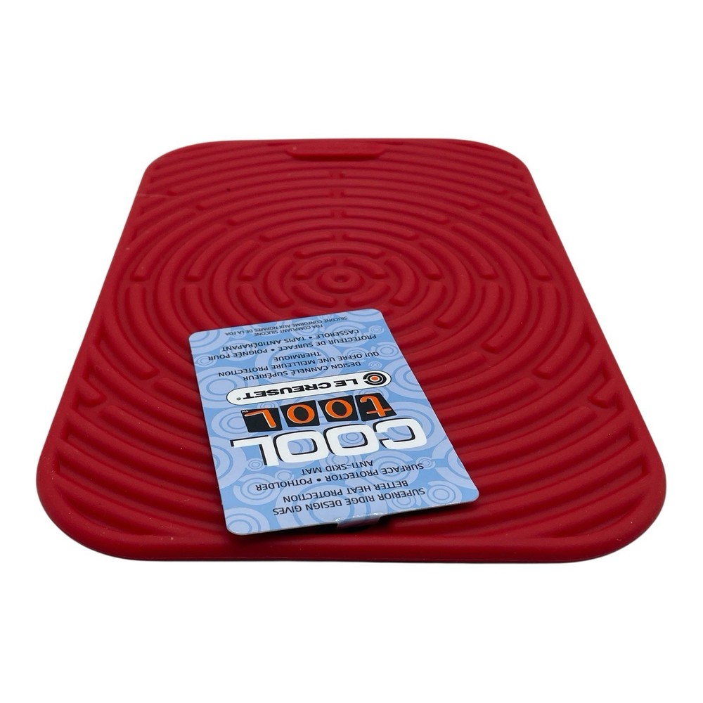 Le Creuset Red Silicone Trivet Mat Potholder Rectangular Hot Pad