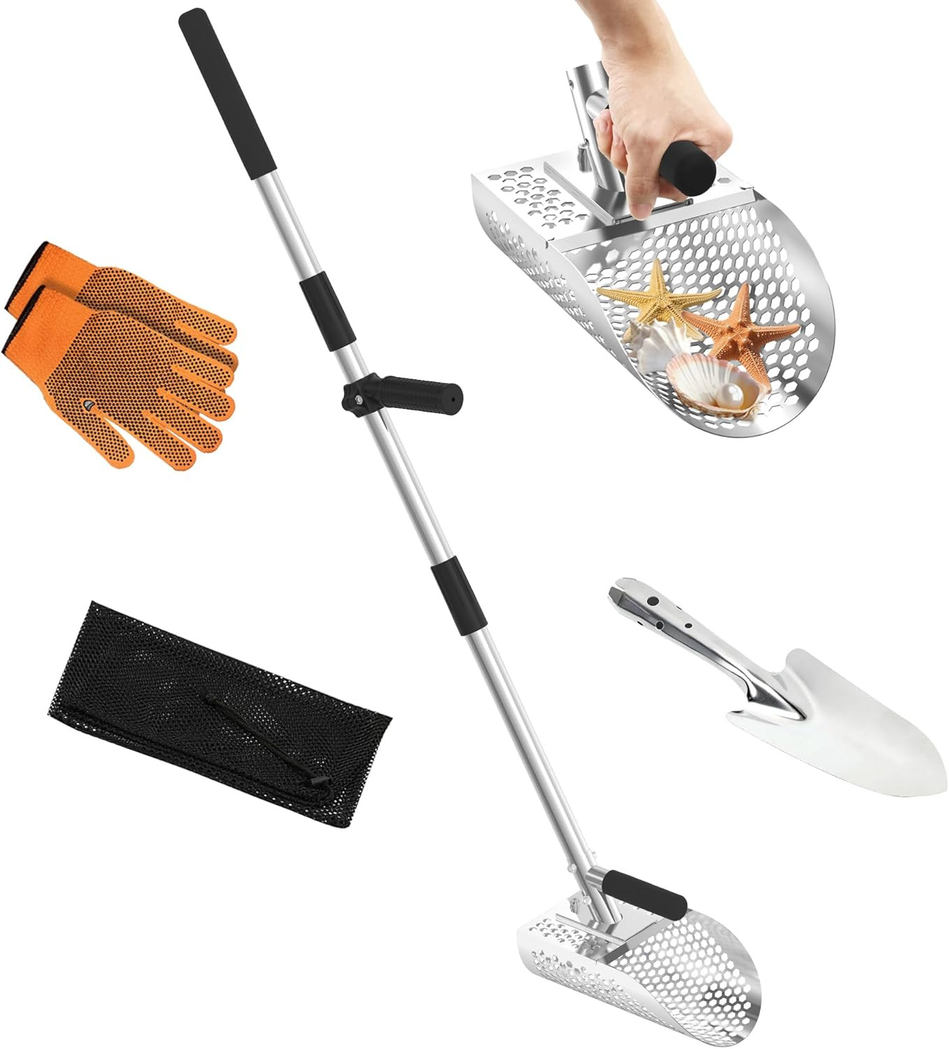 Stainless Steel Sand Scoop for Metal Detecting and Treasure Hunting