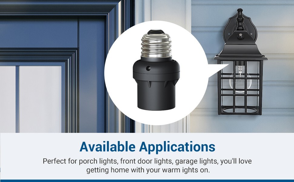DEWENWILS 4 Pack Automatic Dusk to Dawn Light Bulb Sockets, Light Socket Indoor