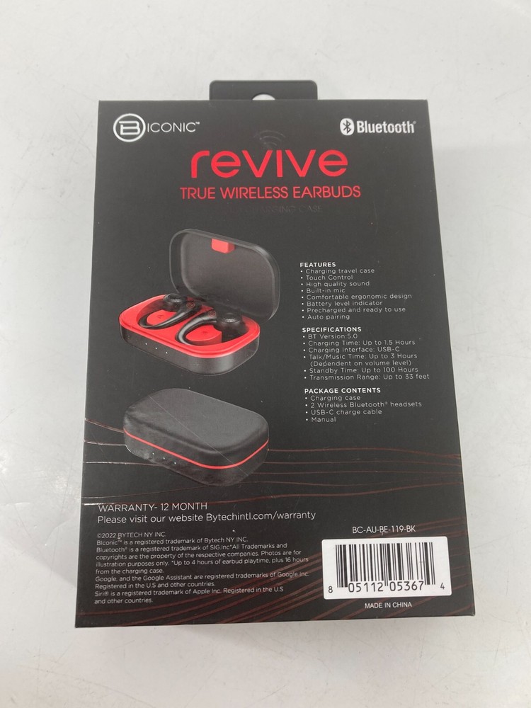 B Iconic Revive True Wireless Earbuds Bluetooth