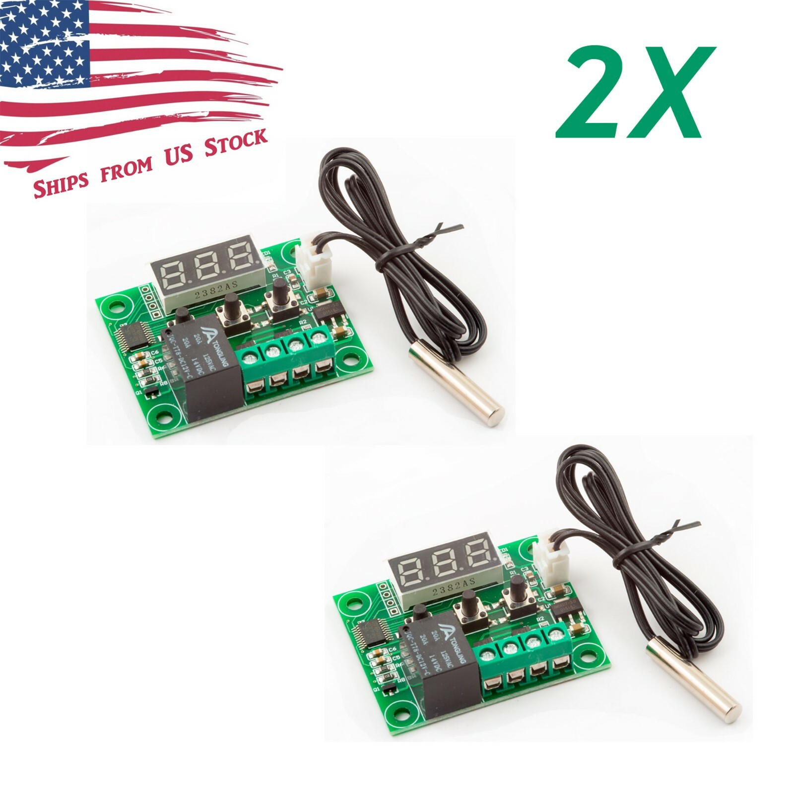 W1209 12V -50-110°C Digital Thermostat Temperature Control Switch Sensor 2 Pack