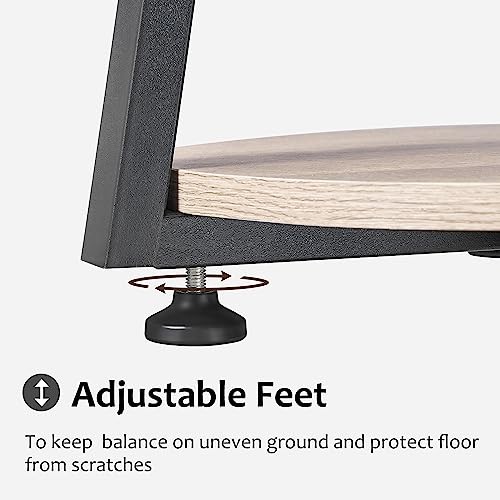 Round End Table Side Table with Metal Frame, Accent Table Nightstand Greige