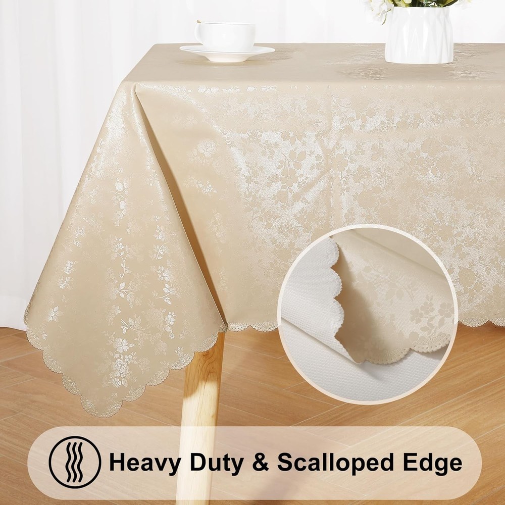 Mantel rectangular de vinilo resistente al agua (beige, 152 x 213 cm)