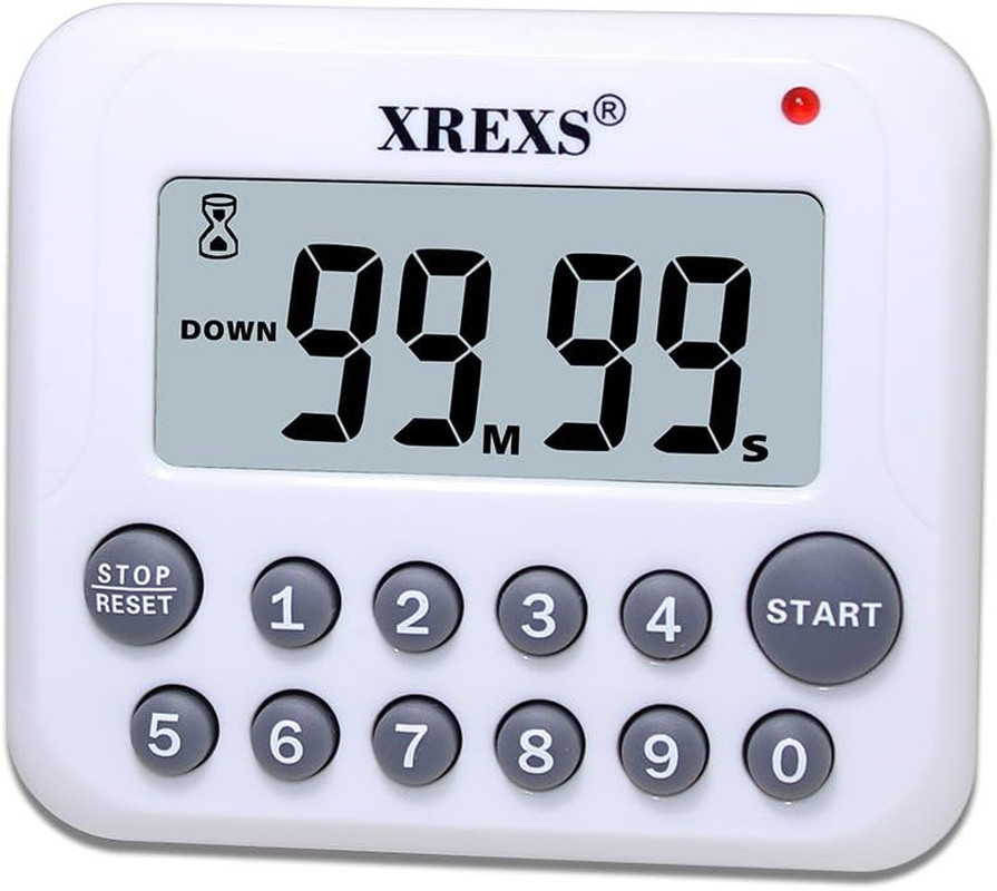 Magnetic Kitchen Timer with Loud Alarm & Large Display - White