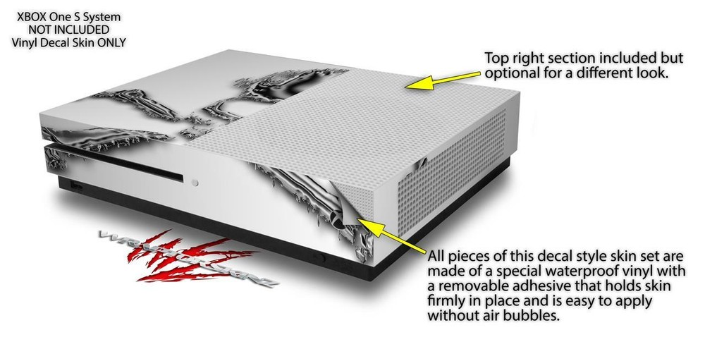 Skin XBOX One S Console Controller Chrome Skull on White