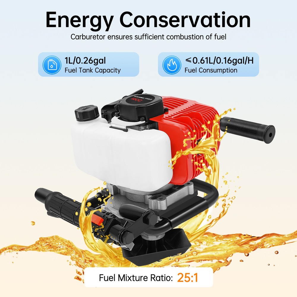2-Stroke Post Hole Digger Engine, 52CC Gas Powered Earth Auger, NO Drill Bits