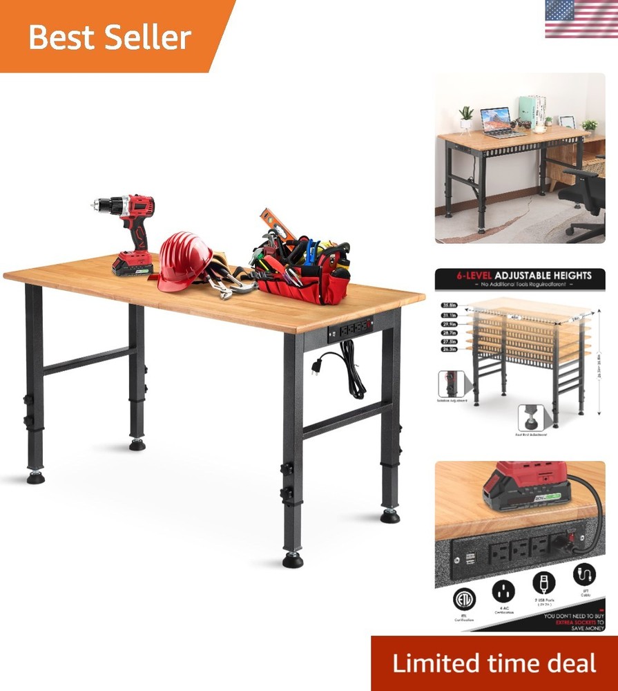 Versatile 48" Heavy Duty Workbench with USB & AC Power Outlets Included