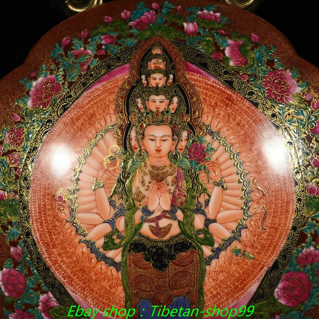 19.2"Qing Yongzheng Marked Enamel Colour Porcelain Gold Buddha Bottle Vase