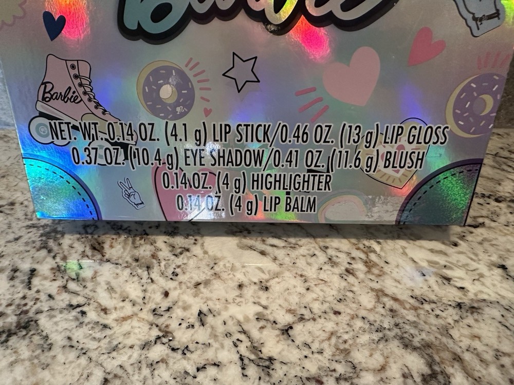 NIB Barbie Train Case Iridescent Large Makeup Set-