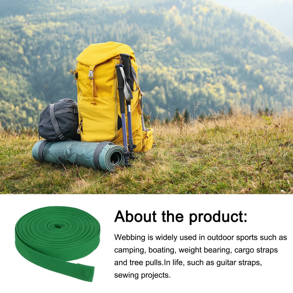 Nylon Webbing Strap 10 Yards 7/8" Polypropylene Lightweight Strap Green