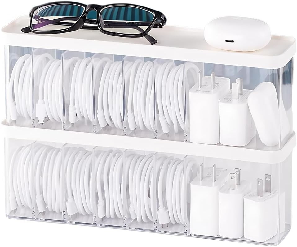 Versatile 2-Pack Cord Storage Organizer – Keep Your Cables Dust-Free