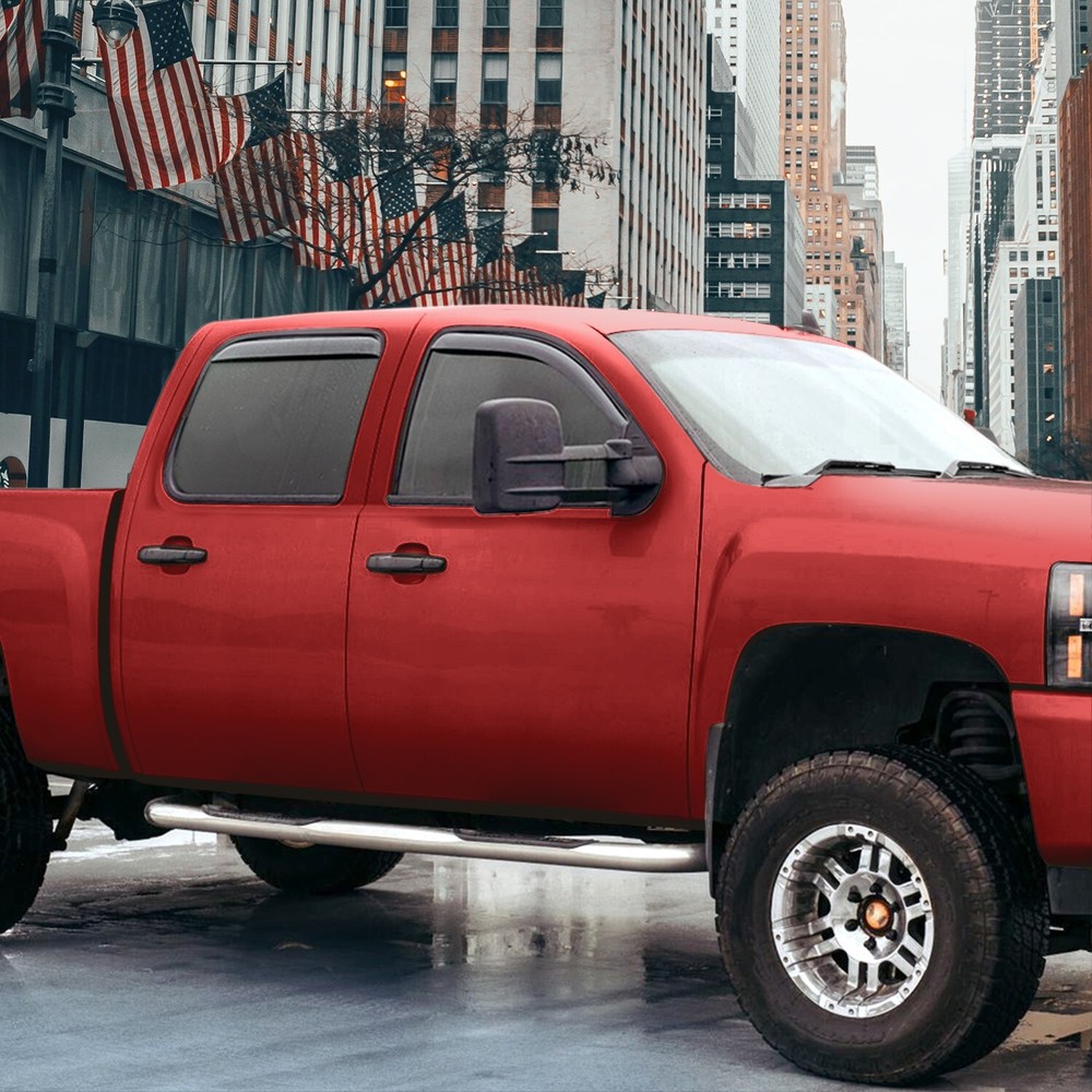 Sun Rain Visors Wind Rain Guards for 2007-2013 Chevy Silverado Crew Cab
